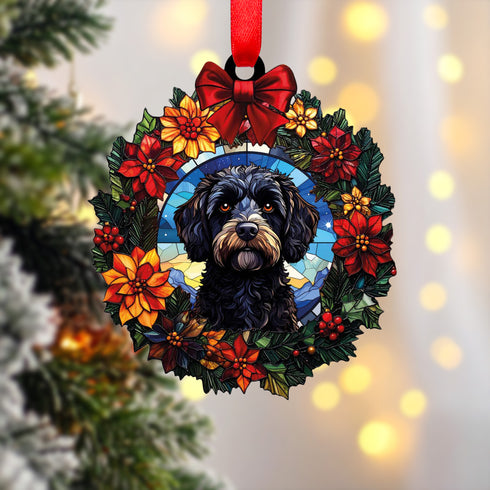 Cockapoo Black Wreath Christmas Decoration